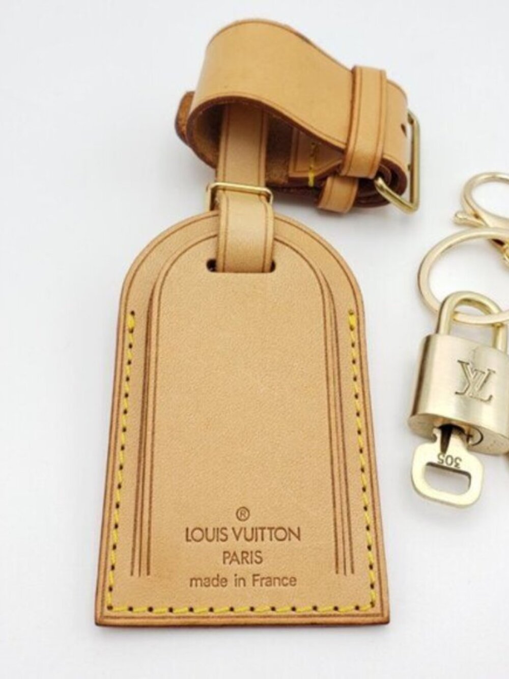 Authentic Louis Vuitton Luggage Nametag and Gold Padlock with Unbranded Keycharm - Picture 12 of 14